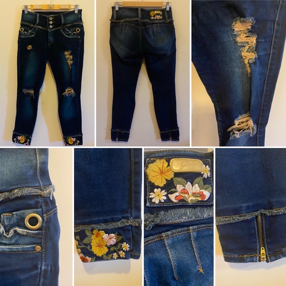 Gio’s Jeans- Embroidered Ankle Stretch Denim - Picture 1 of 9